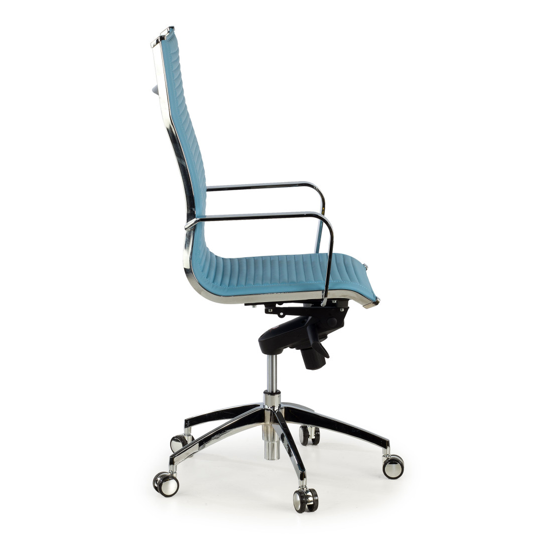 sillon de oficina azul celeste croma estructura cromada ecopiel piel sintetica 3