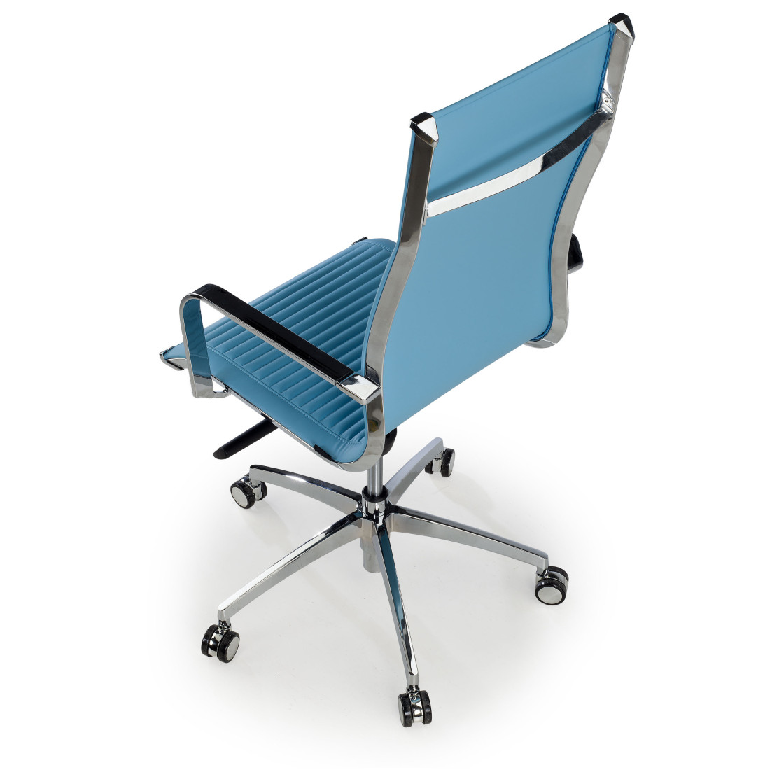 sillon de oficina azul celeste croma estructura cromada ecopiel piel sintetica 6