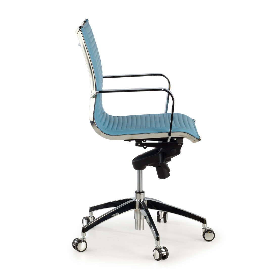 sillon de oficina azul celeste croma estructura cromada ecopiel piel sintetica 4