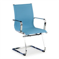 Sillón confidente de oficina Croma, estructura patín - Azul Celeste