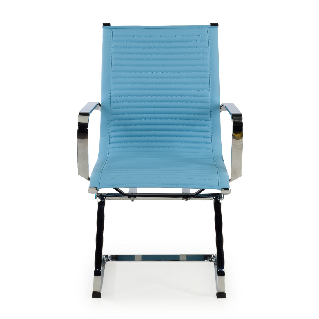 silla confidente azul celeste croma estructura cromada ecopiel piel sintetica 3