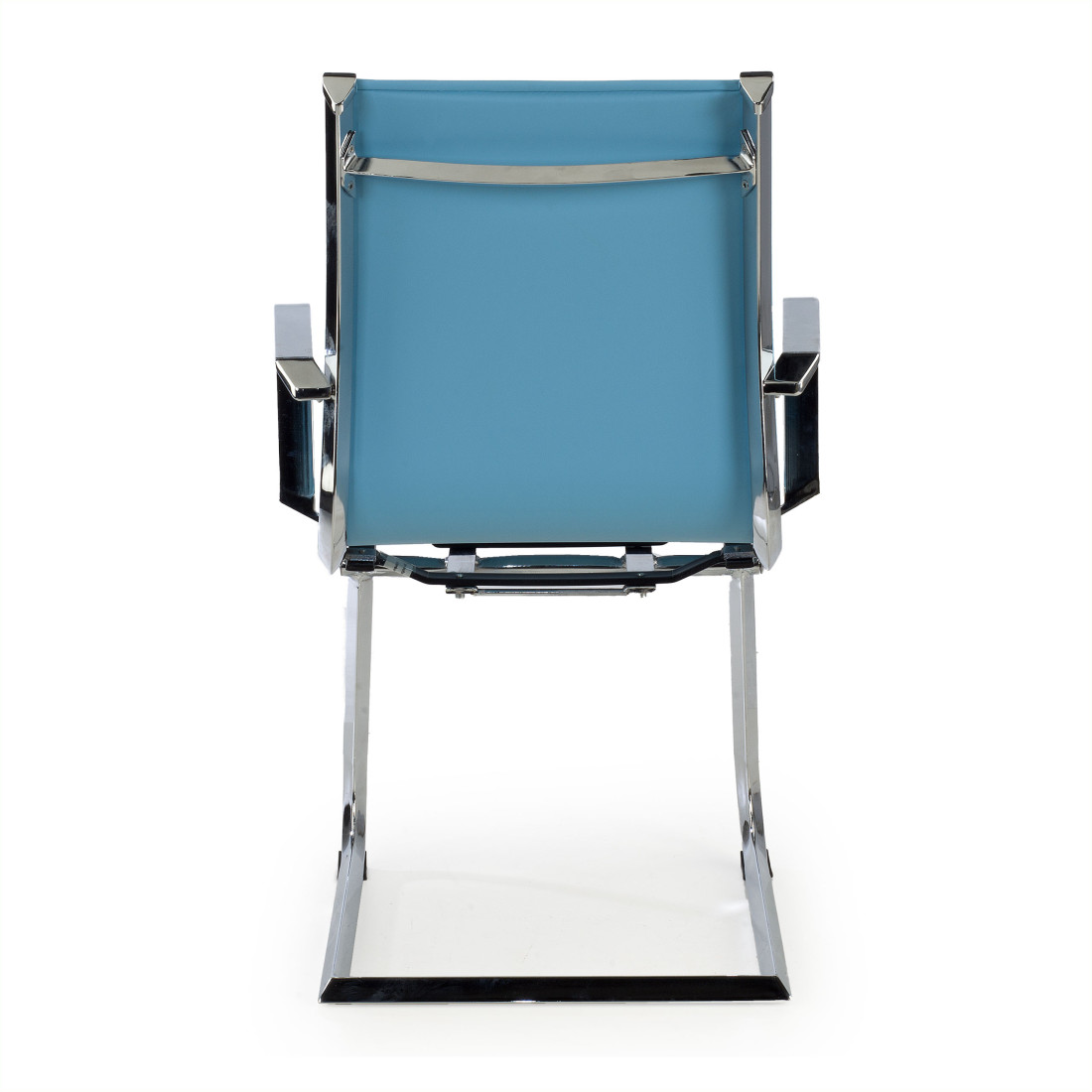 silla confidente azul celeste croma estructura cromada ecopiel piel sintetica 6