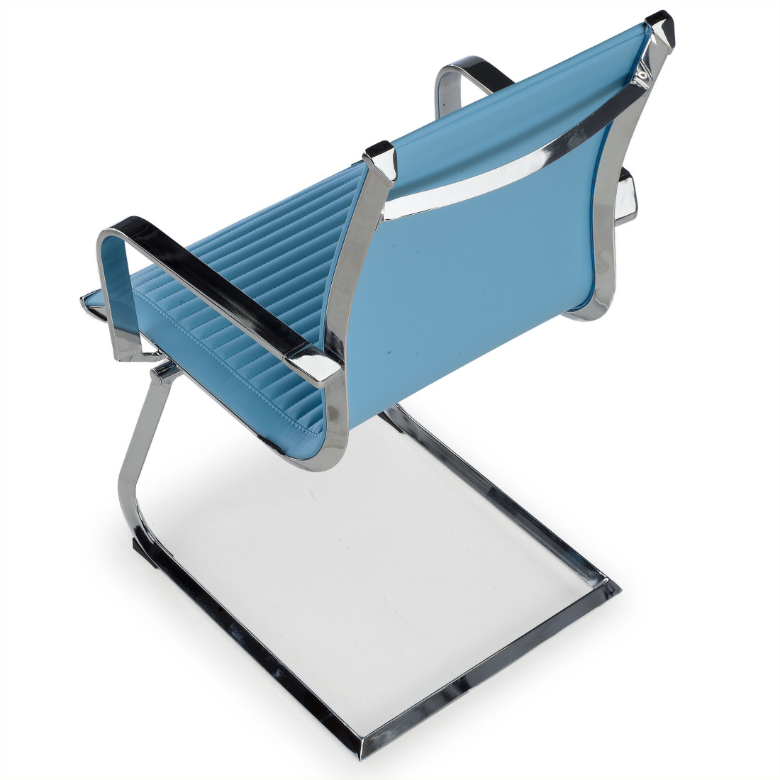 silla confidente azul celeste croma estructura cromada ecopiel piel sintetica 7