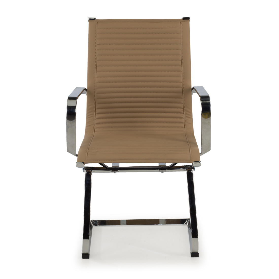 silla confidente marron cafe croma estructura cromada ecopiel piel sintetica 3
