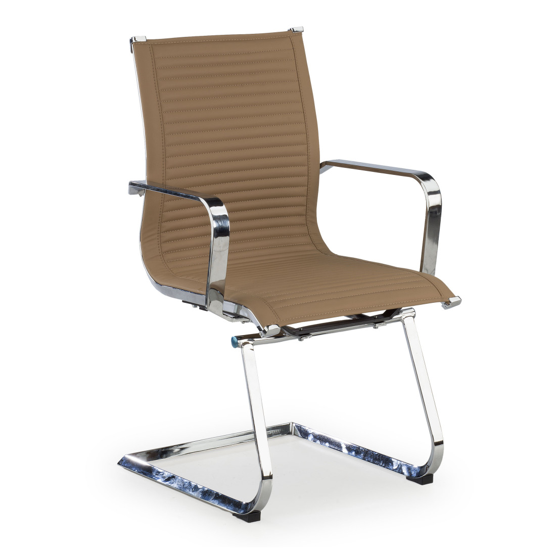 silla confidente marron cafe croma estructura cromada ecopiel piel sintetica 1