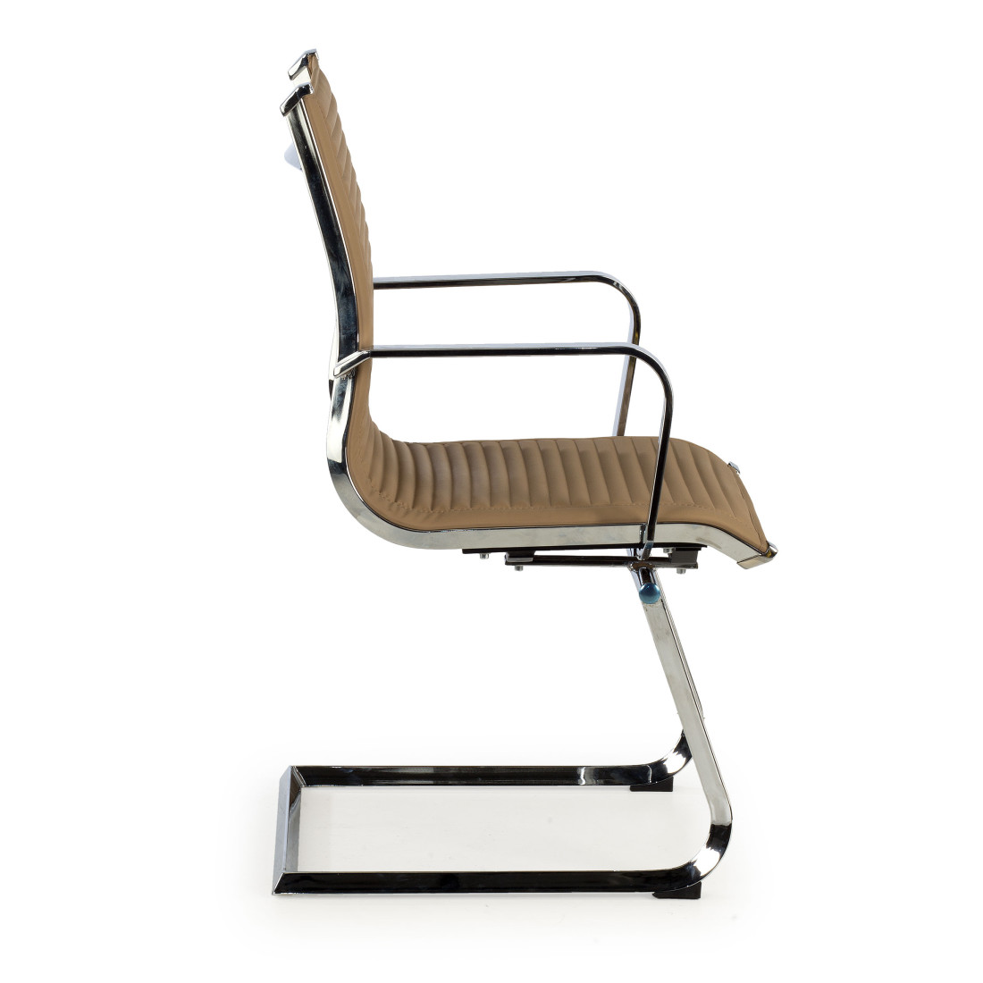 silla confidente marron cafe croma estructura cromada ecopiel piel sintetica 4