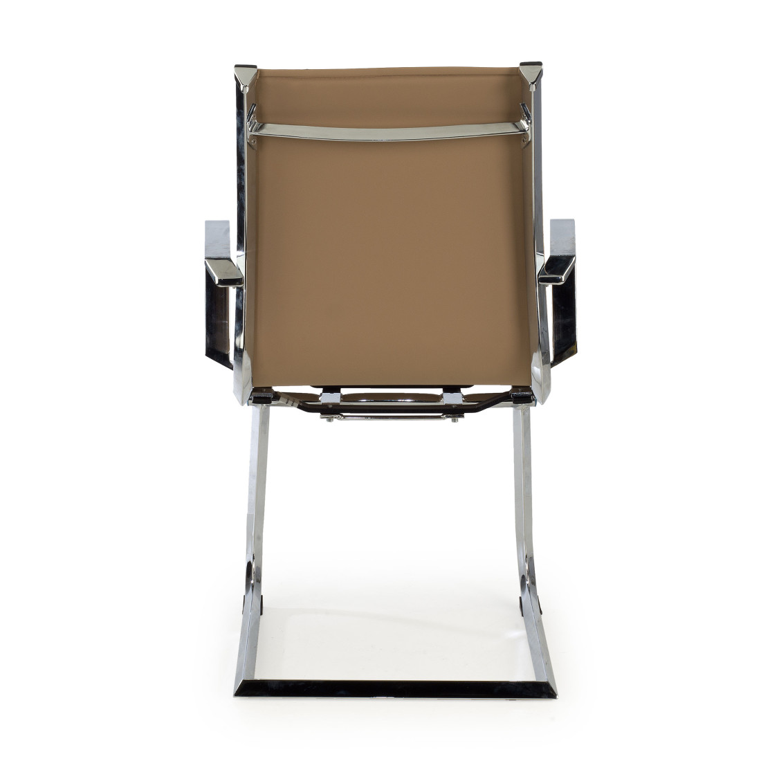 silla confidente marron cafe croma estructura cromada ecopiel piel sintetica 6