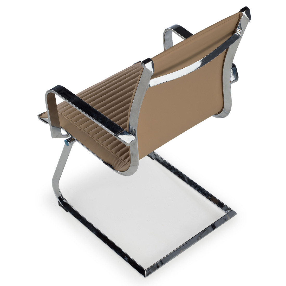 silla confidente marron cafe croma estructura cromada ecopiel piel sintetica 7
