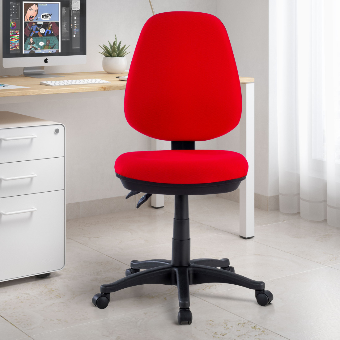 silla giratoria rojo eco sin brazos tela 2