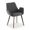 Silla Confidente Elodie, 4 Patas, brazos tapizados, Estructura metálica - Antracita