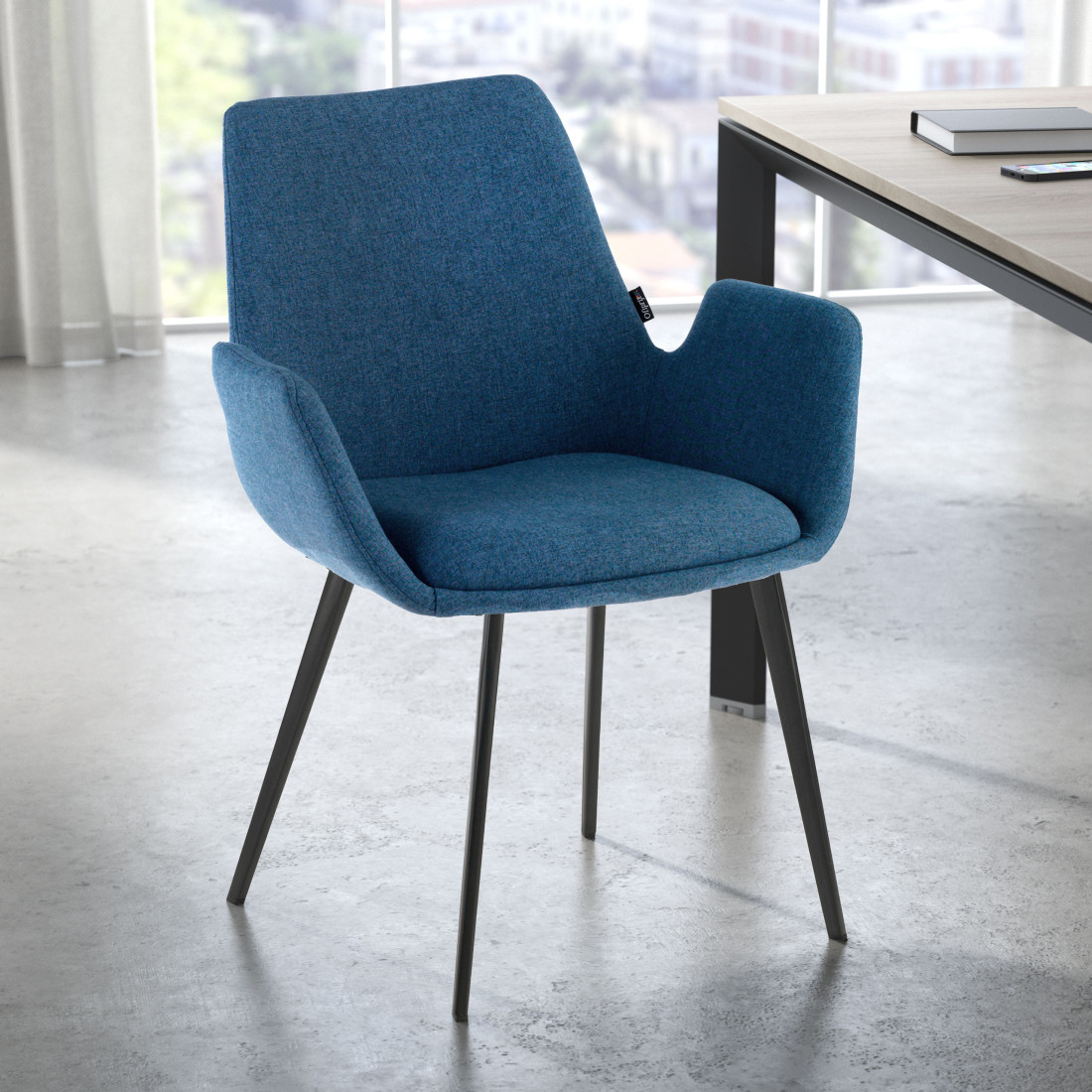 silla confidente azul elodie 4 patas tela 2