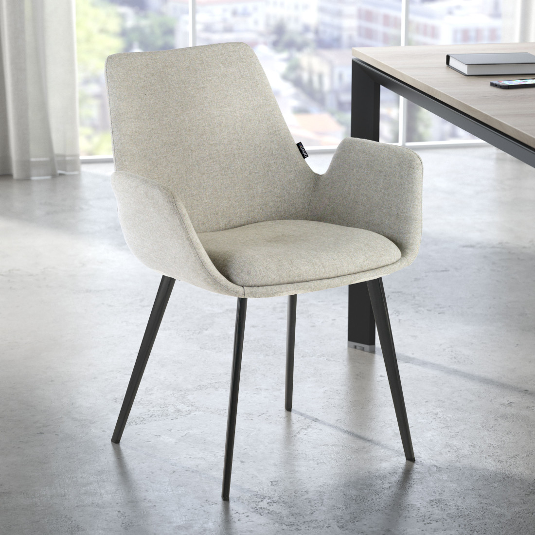 silla confidente gris elodie 4 patas tela 2