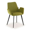 Silla Confidente Elodie, 4 Patas, brazos tapizados, Estructura metálica - VERDE