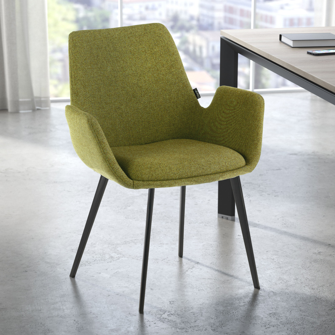 silla confidente verde elodie 4 patas tela 2