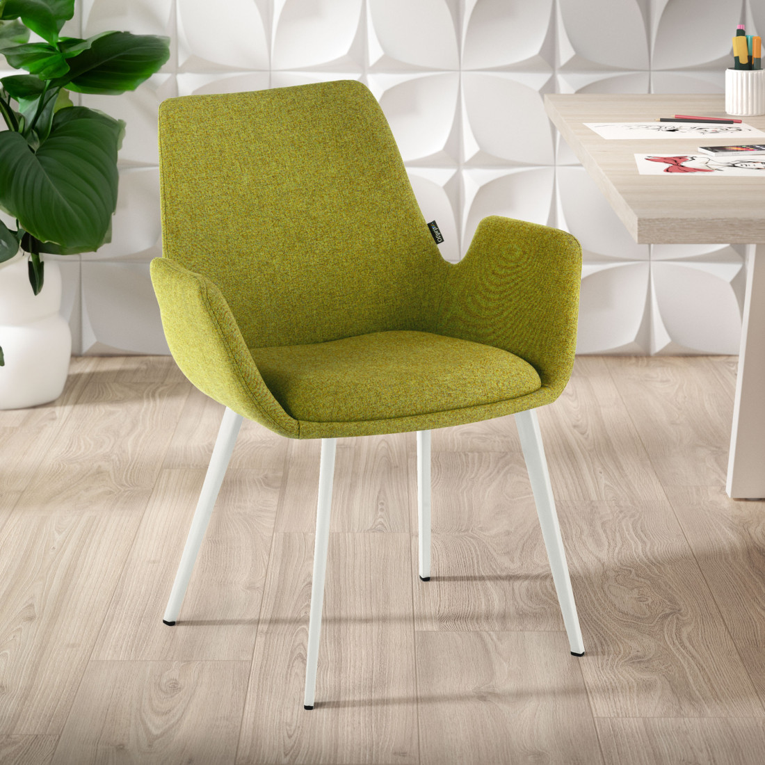 silla confidente verde elodie 4 patas tela 2