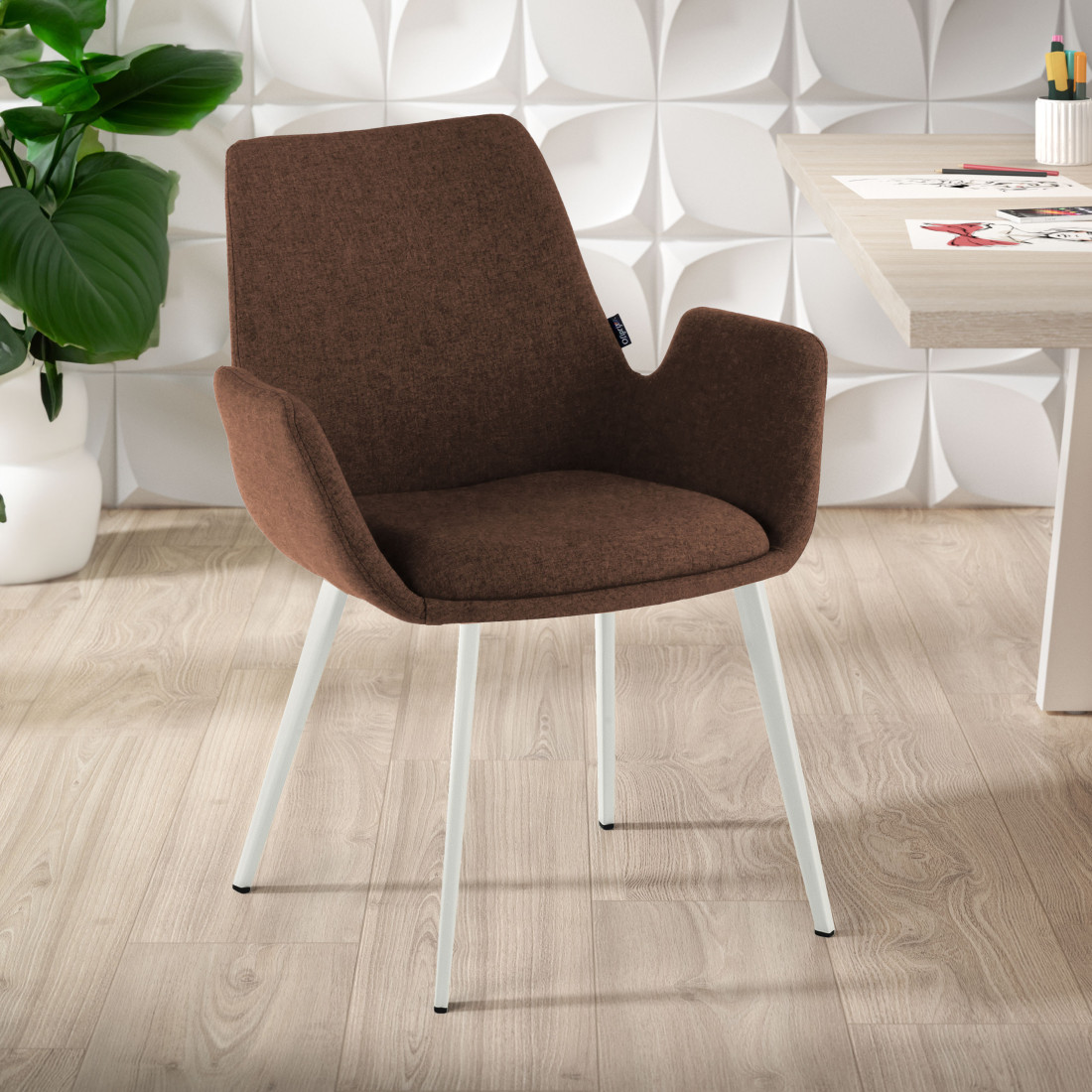 silla confidente marron elodie 4 patas tela 2