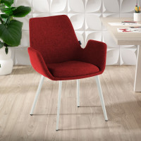 Silla Confidente Elodie, 4 Patas, brazos tapizados, Estructura metálica - ROJO, Blanco Second image