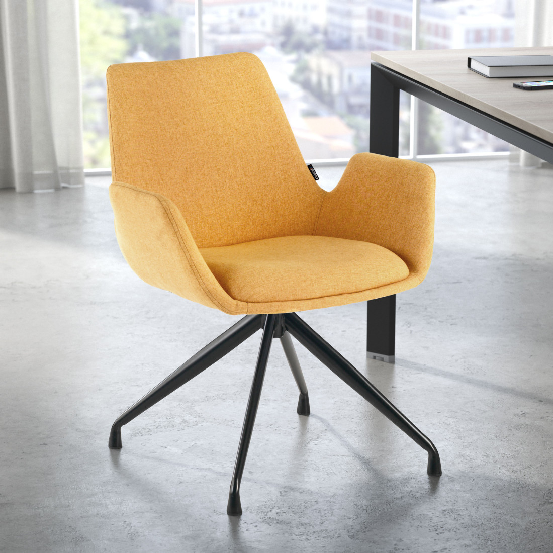 silla confidente amarillo elodie giratoria tela 2