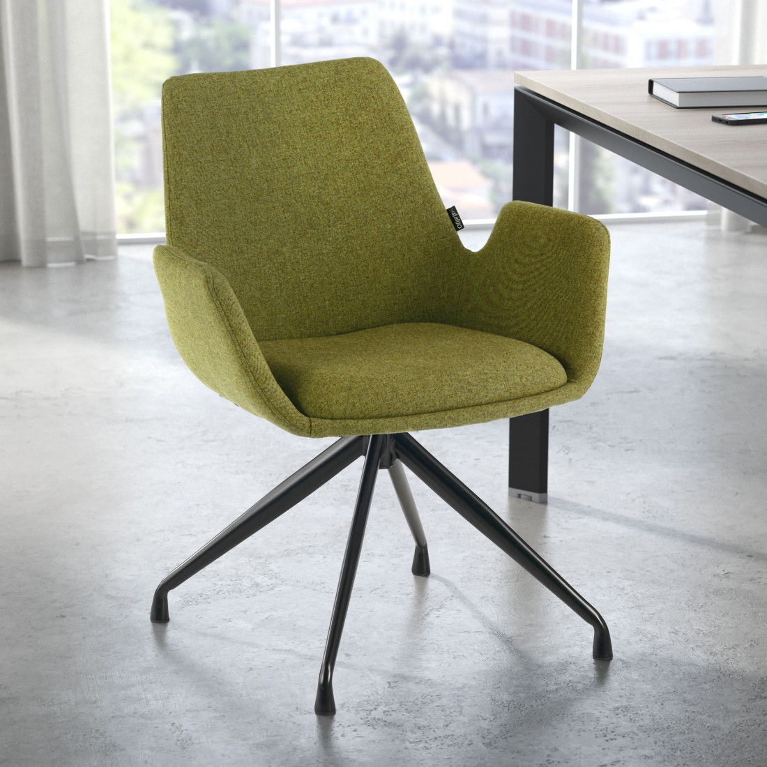 silla confidente verde elodie giratoria tela 2