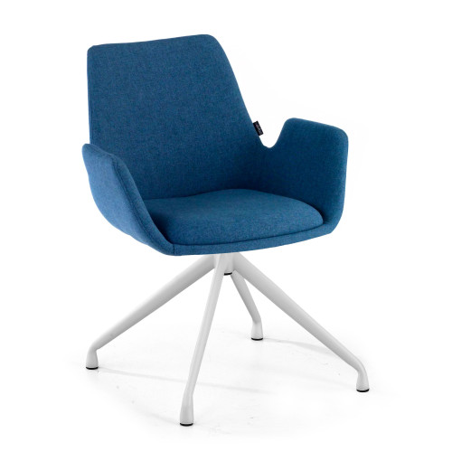 Silla Reuniones Elodie, gran acolchado, estructura giratoria - Blanco
