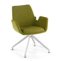 Silla Reuniones Elodie, gran acolchado, estructura giratoria - VERDE, Blanco