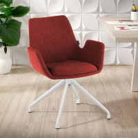 Silla Reuniones Elodie, gran acolchado, estructura giratoria - ROJO, Blanco Second image