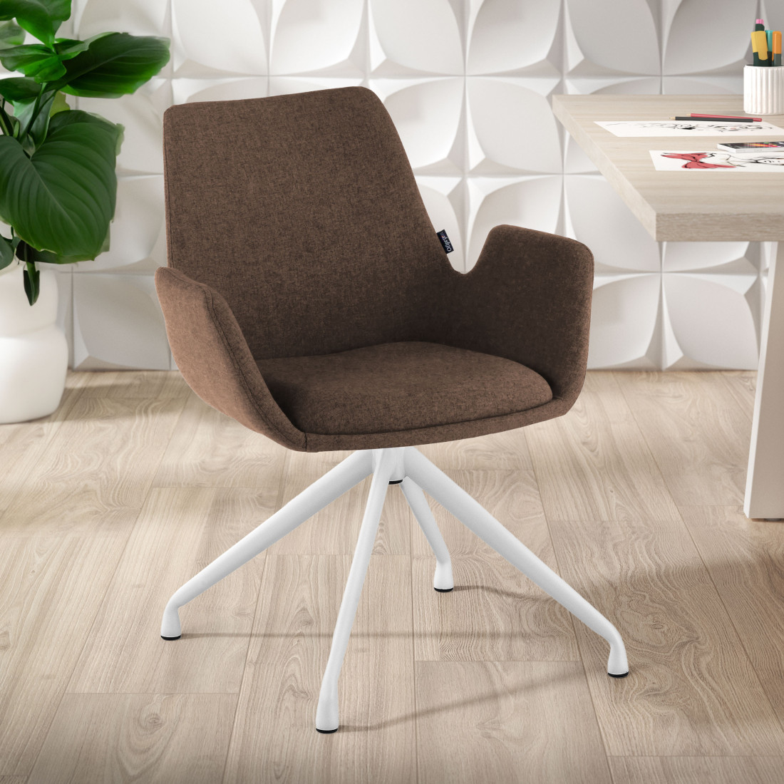 silla confidente marron elodie giratoria tela 2