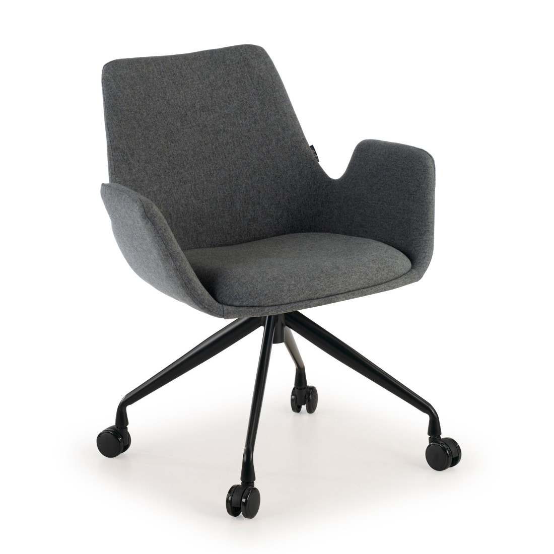 silla confidente antracita elodie giratoria con ruedas tela 1