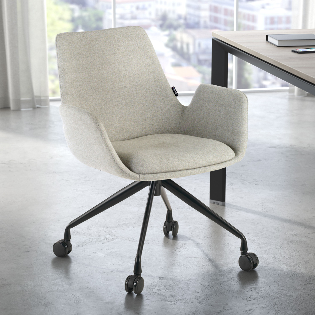 silla confidente gris elodie giratoria con ruedas tela 2