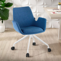 Silla Giratoria Elodie, estructura con ruedas - AZUL, Blanco Second image