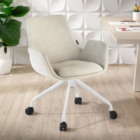 Silla Giratoria Elodie, estructura con ruedas - Gris, Blanco Second image