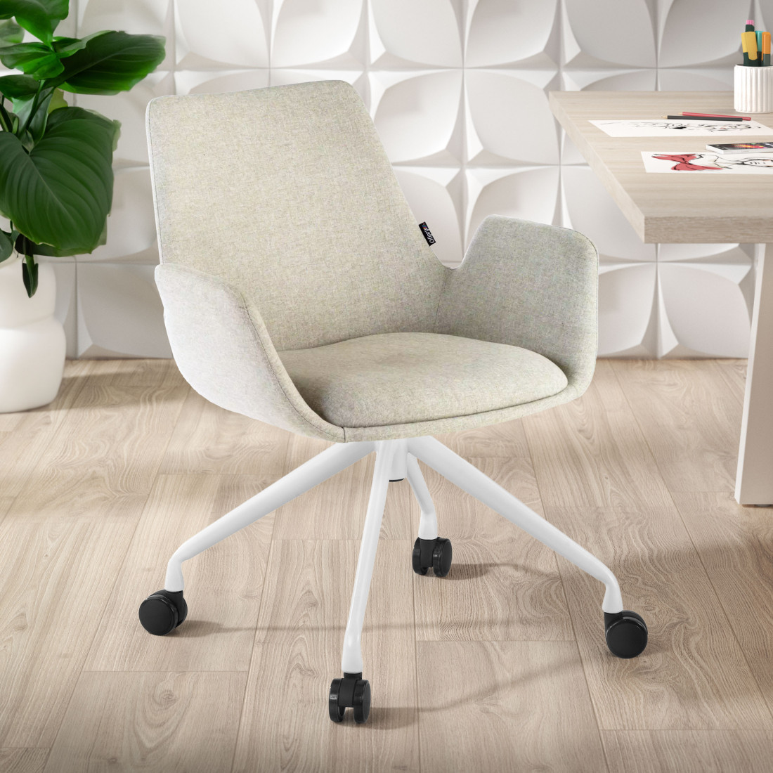 silla confidente gris elodie giratoria con ruedas tela 2