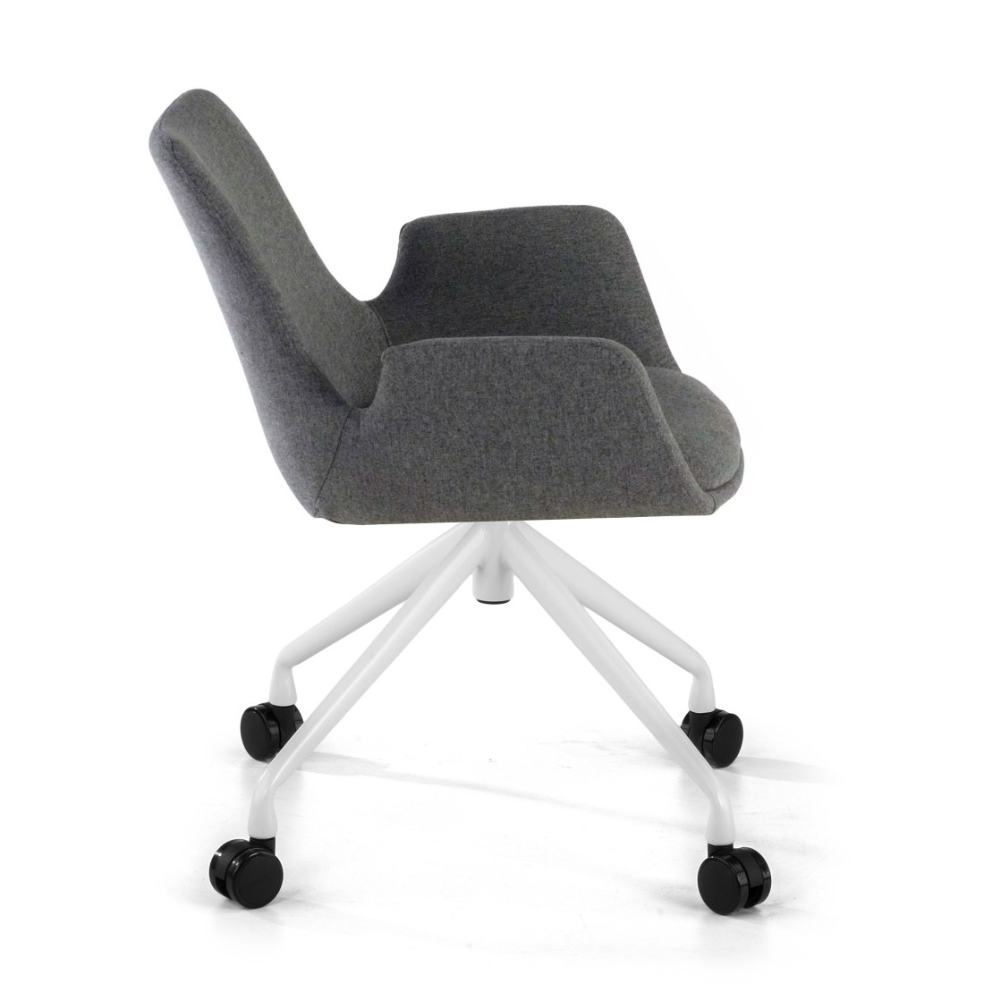 silla confidente antracita elodie giratoria con ruedas tela 4