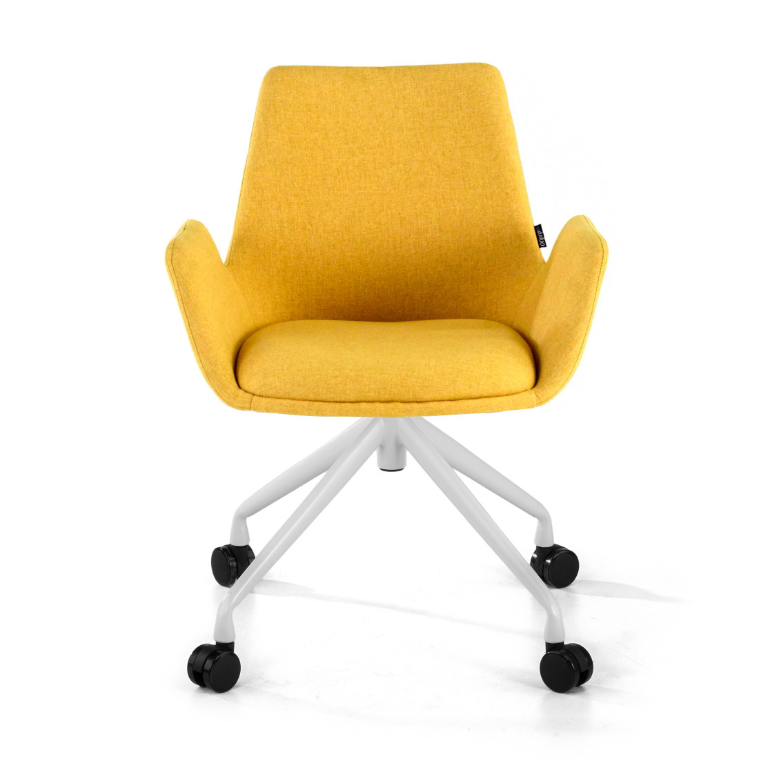 silla confidente amarillo elodie giratoria con ruedas tela 3