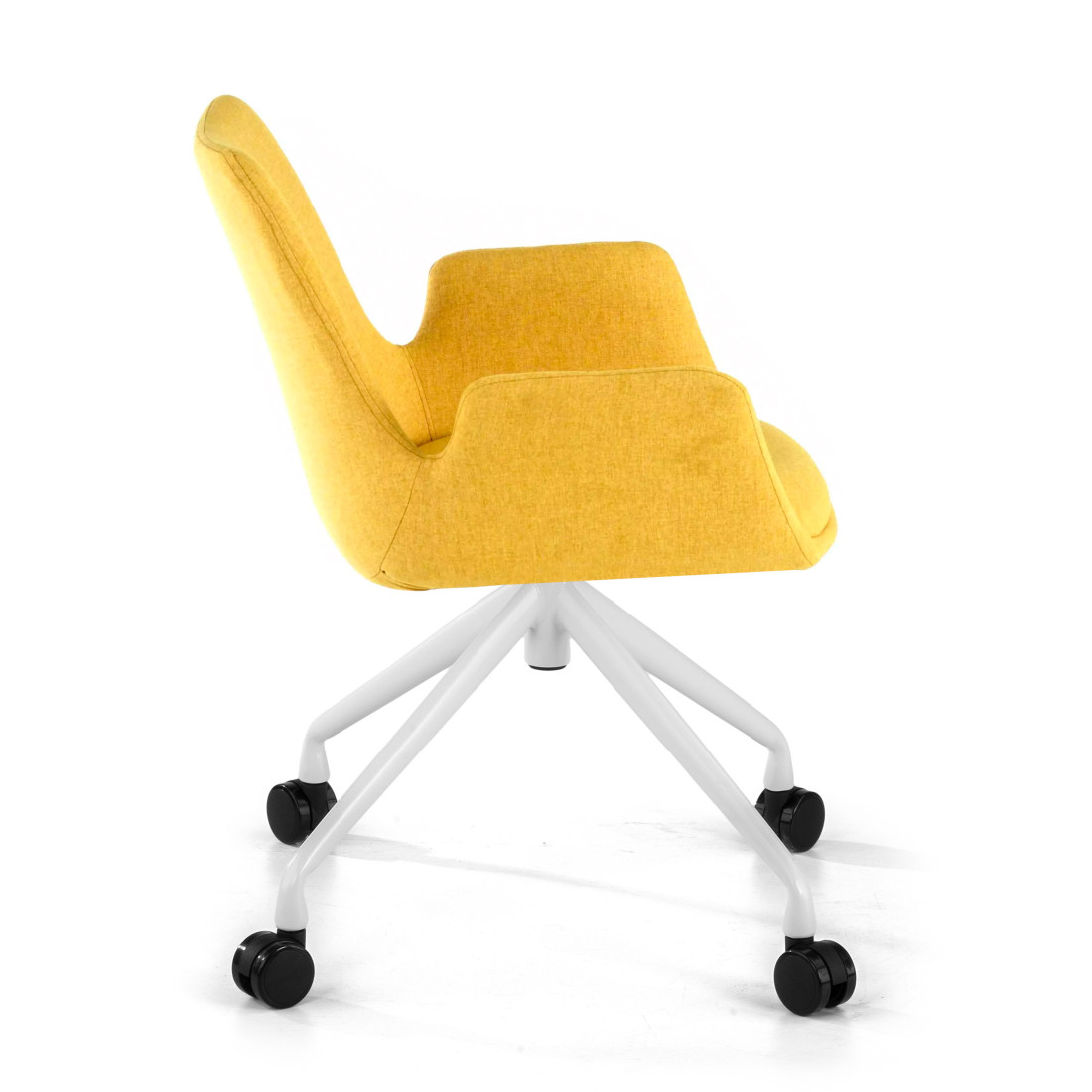 silla confidente amarillo elodie giratoria con ruedas tela 4