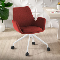 Silla Giratoria Elodie, estructura con ruedas - ROJO, Blanco Second image
