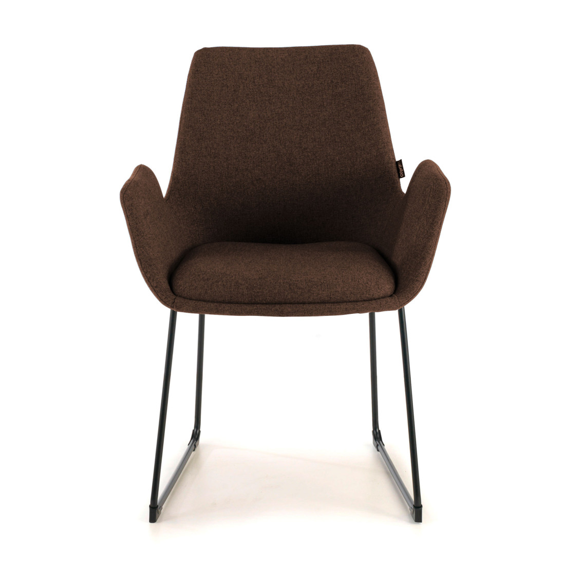 silla confidente marron elodie estructura patin tela 3