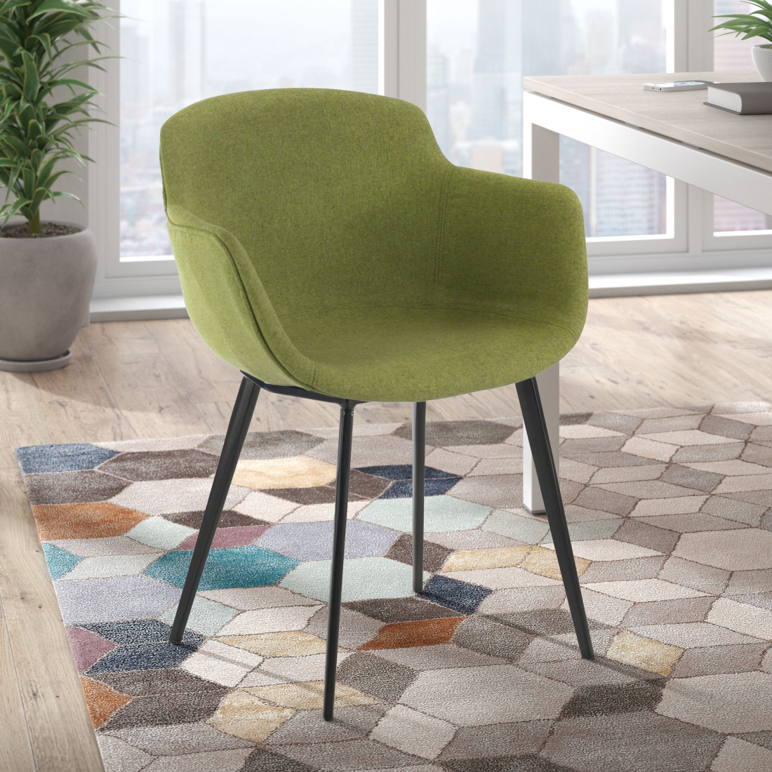 silla confidente verde ivonne 4 patas tela 2