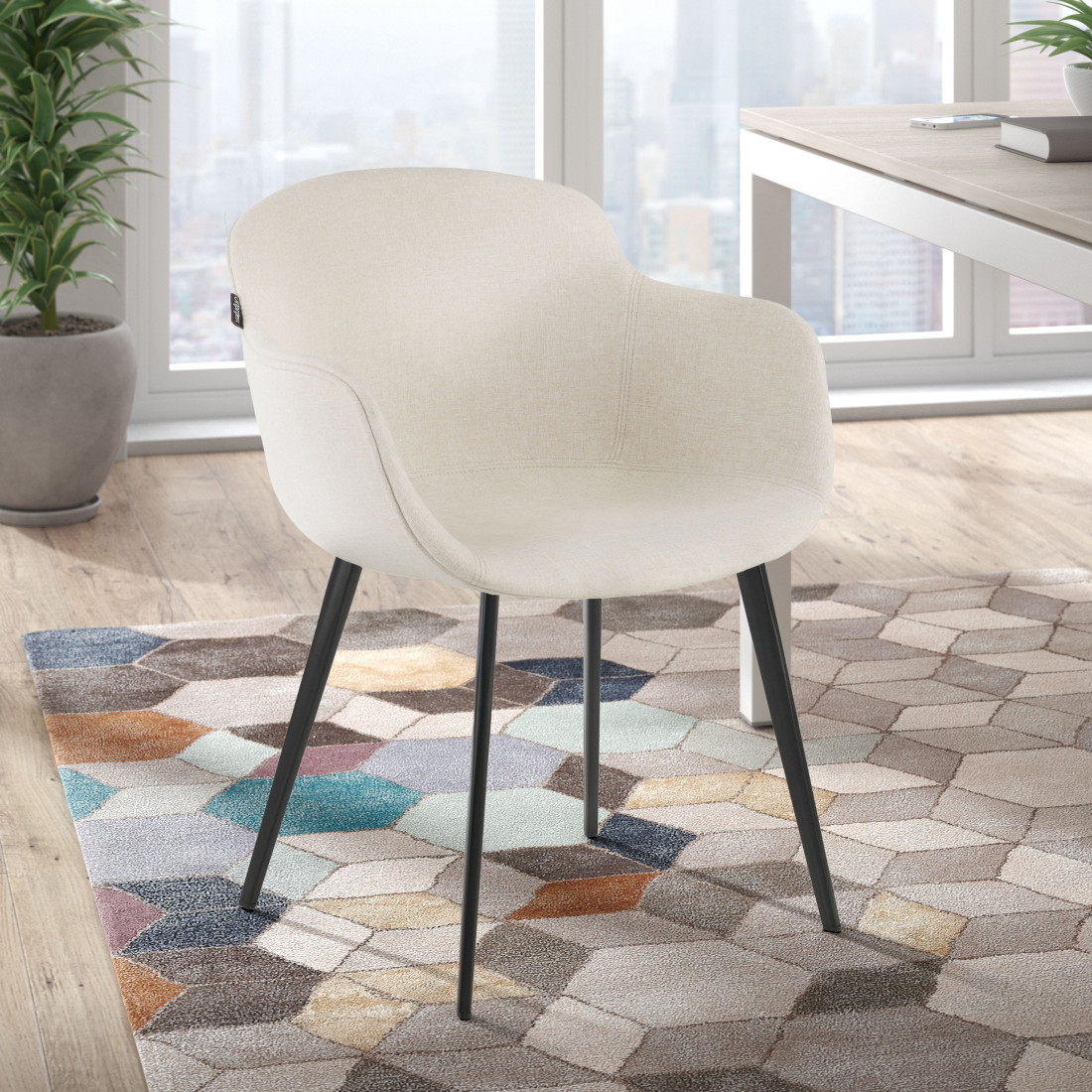 silla confidente gris ivonne 4 patas tela 2