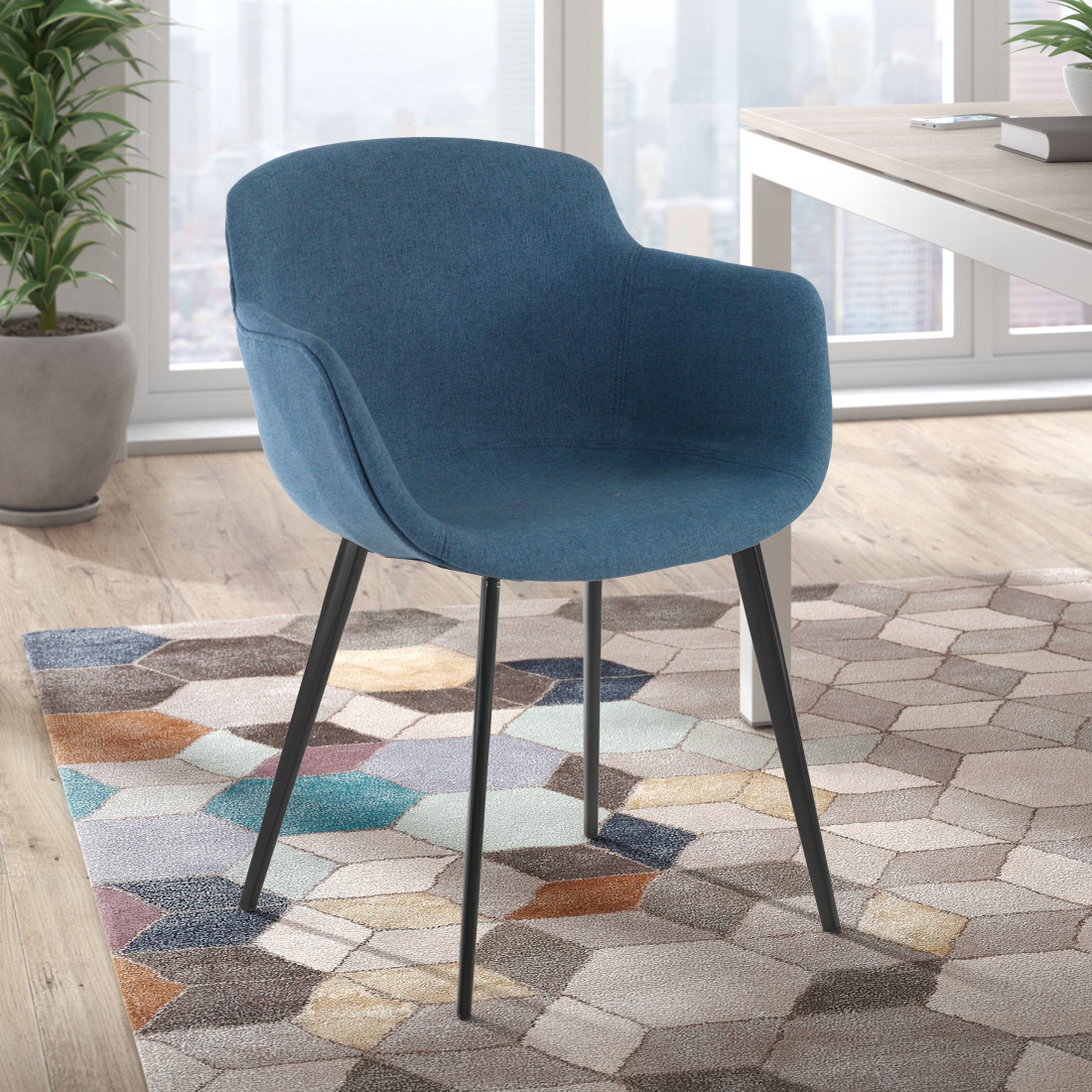 silla confidente azul ivonne 4 patas tela 2