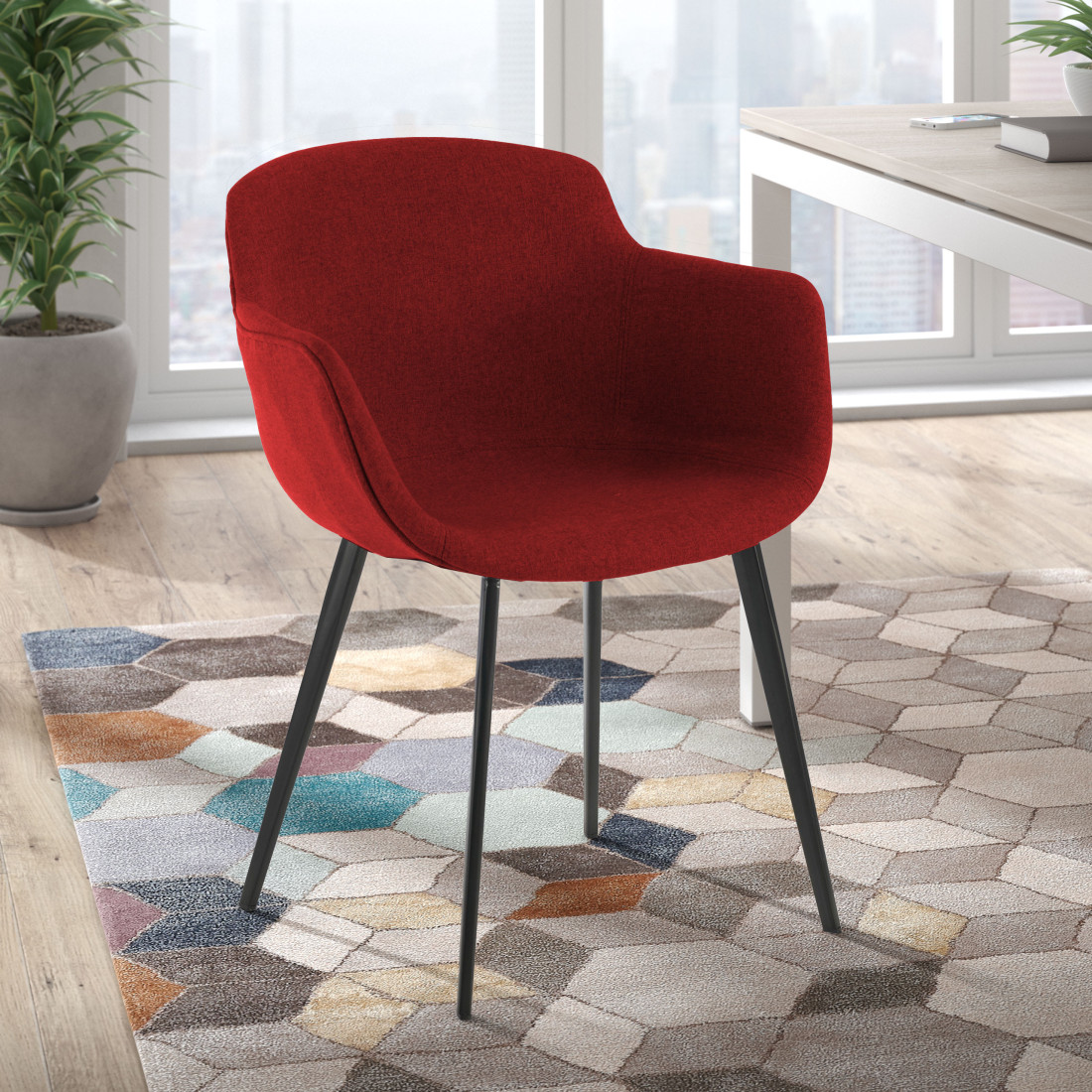 silla confidente rojo ivonne 4 patas tela 2