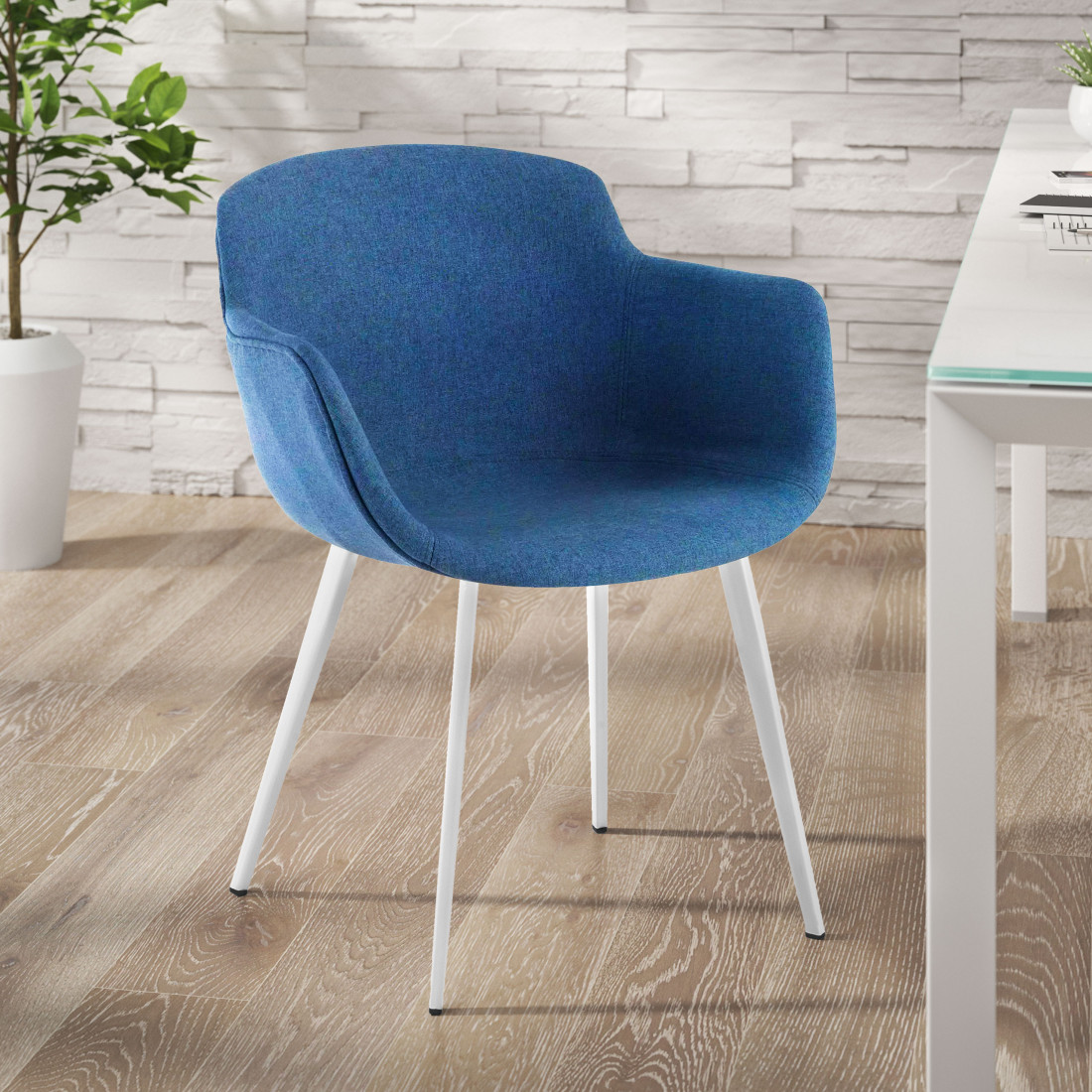 silla confidente azul ivonne 4 patas tela 2