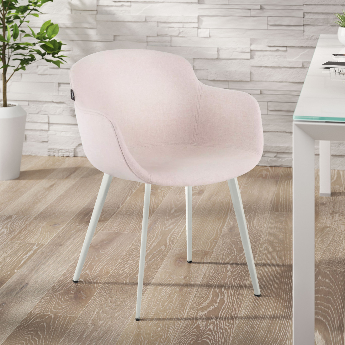 silla confidente beige ivonne 4 patas tela 2