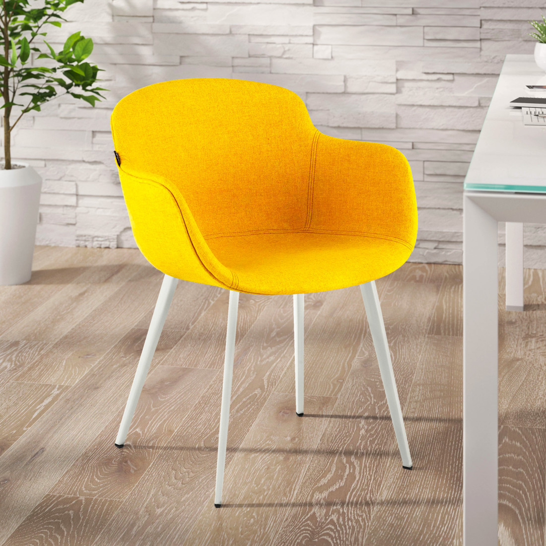 silla confidente amarillo ivonne 4 patas tela 2