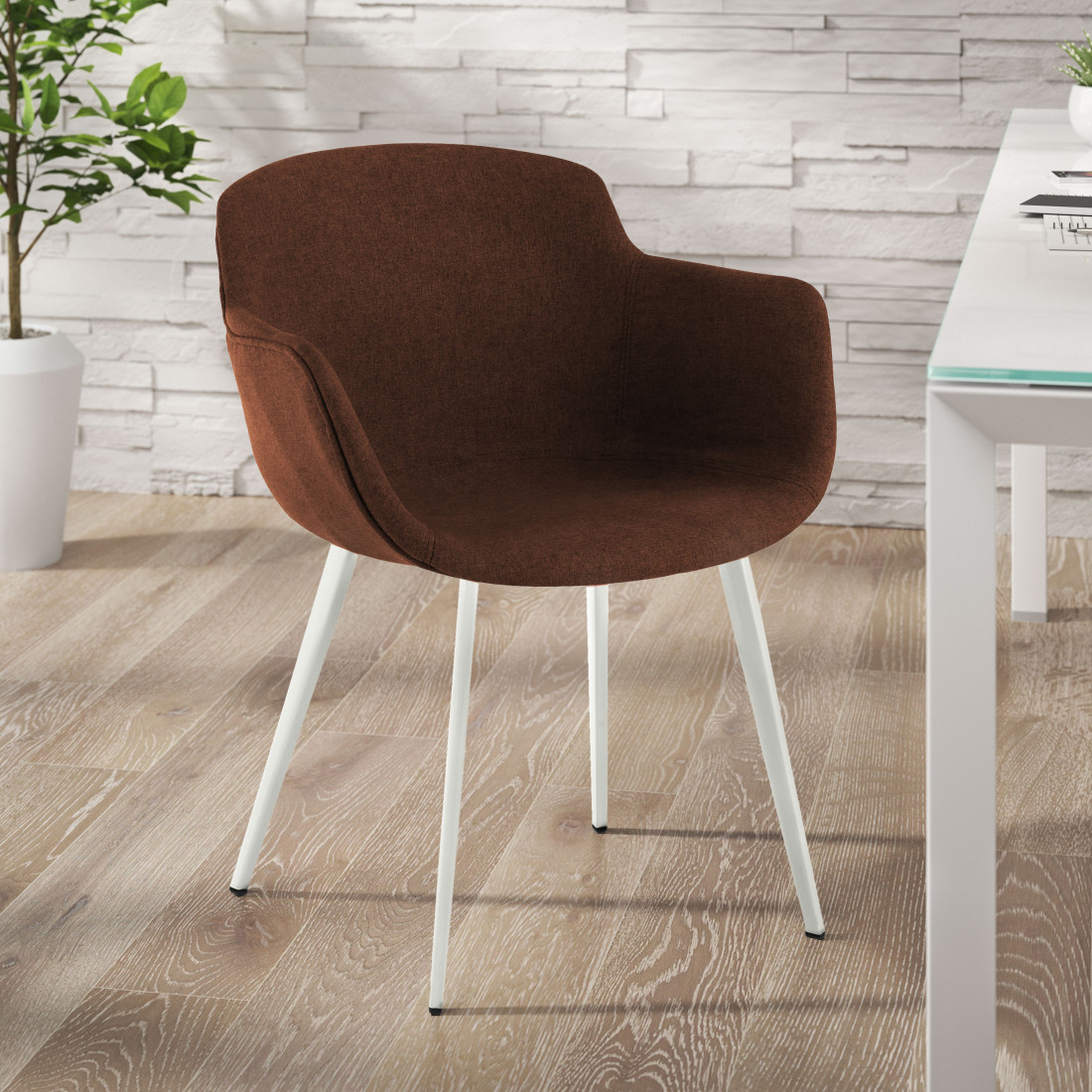 silla confidente marron ivonne 4 patas tela 2