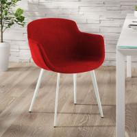 Silla confidente Ivonne, Patas, Estructura metálica, Tapizada - ROJO, Blanco Second image