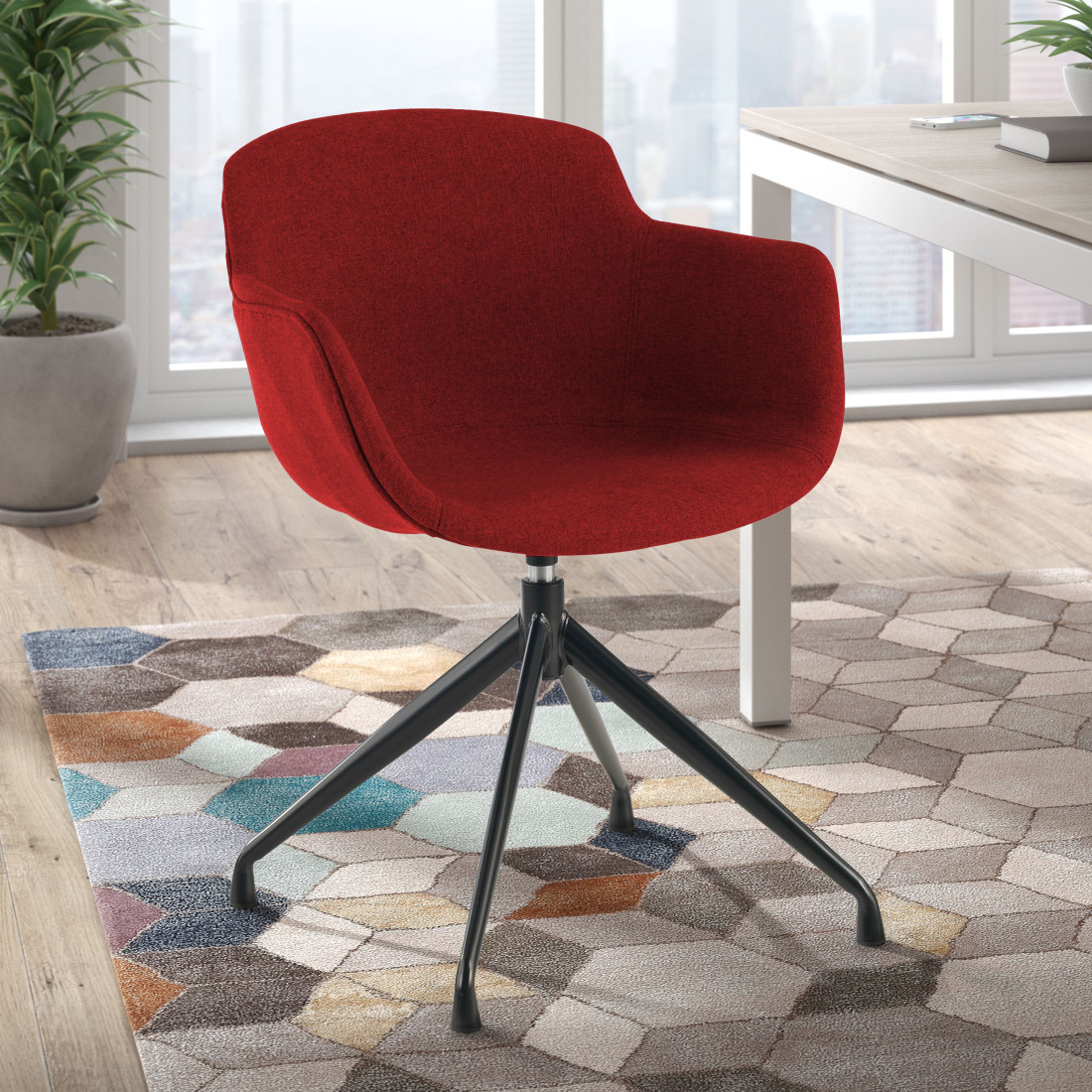 silla confidente rojo ivonne base piramide tela 2
