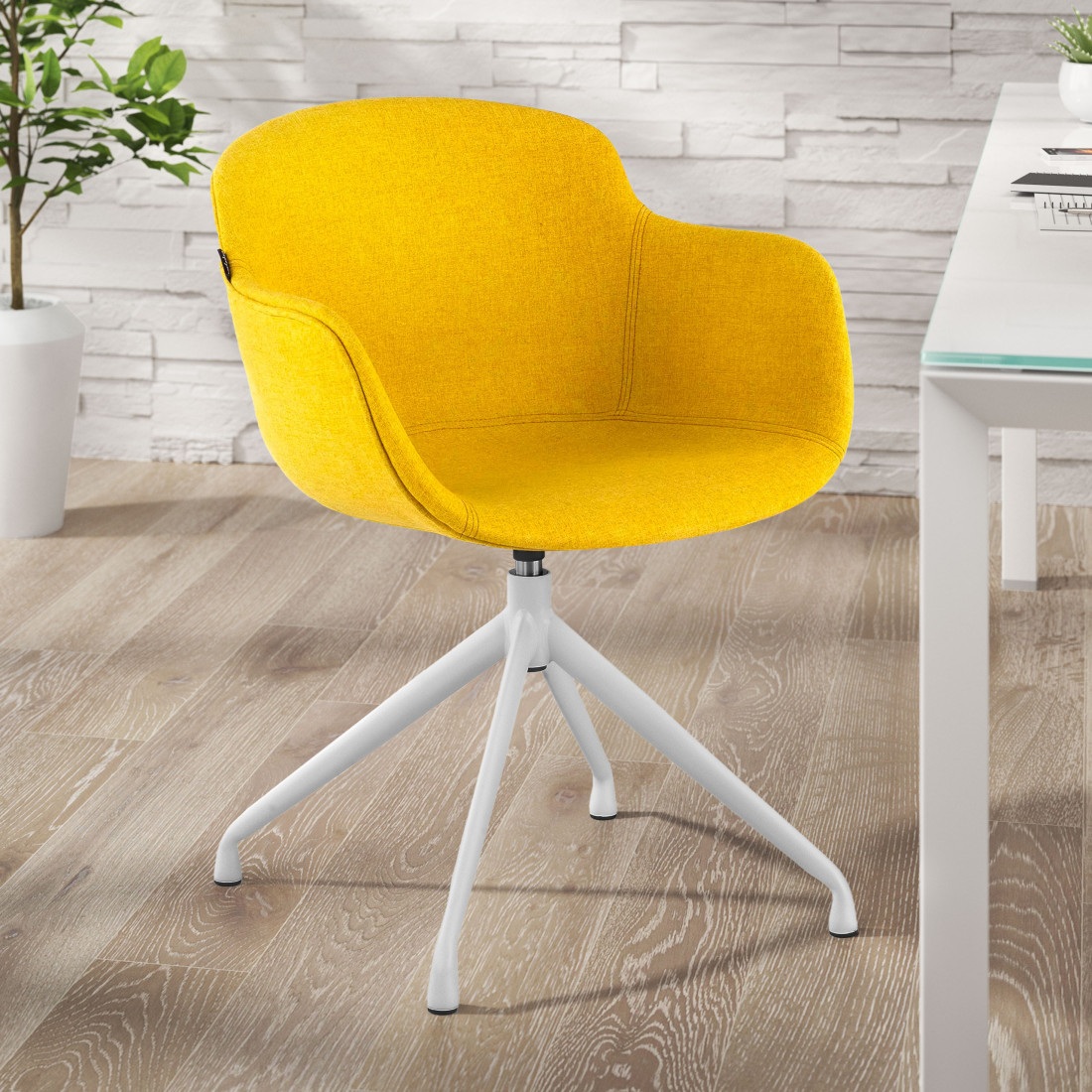 silla confidente amarillo ivonne base piramide tela 2