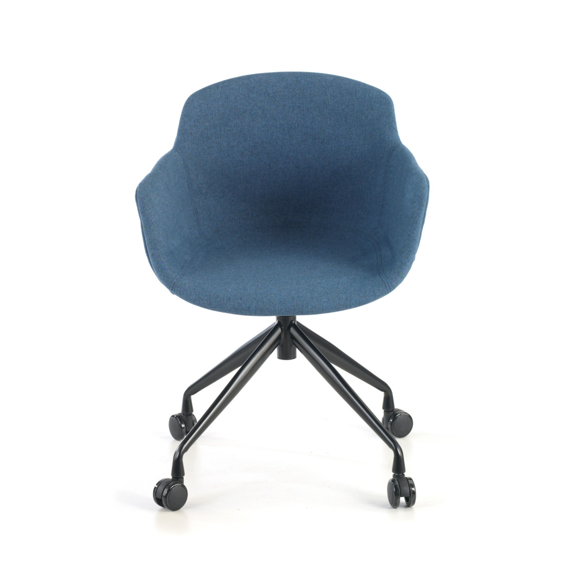 silla confidente azul ivonne giratoria con ruedas tela 3
