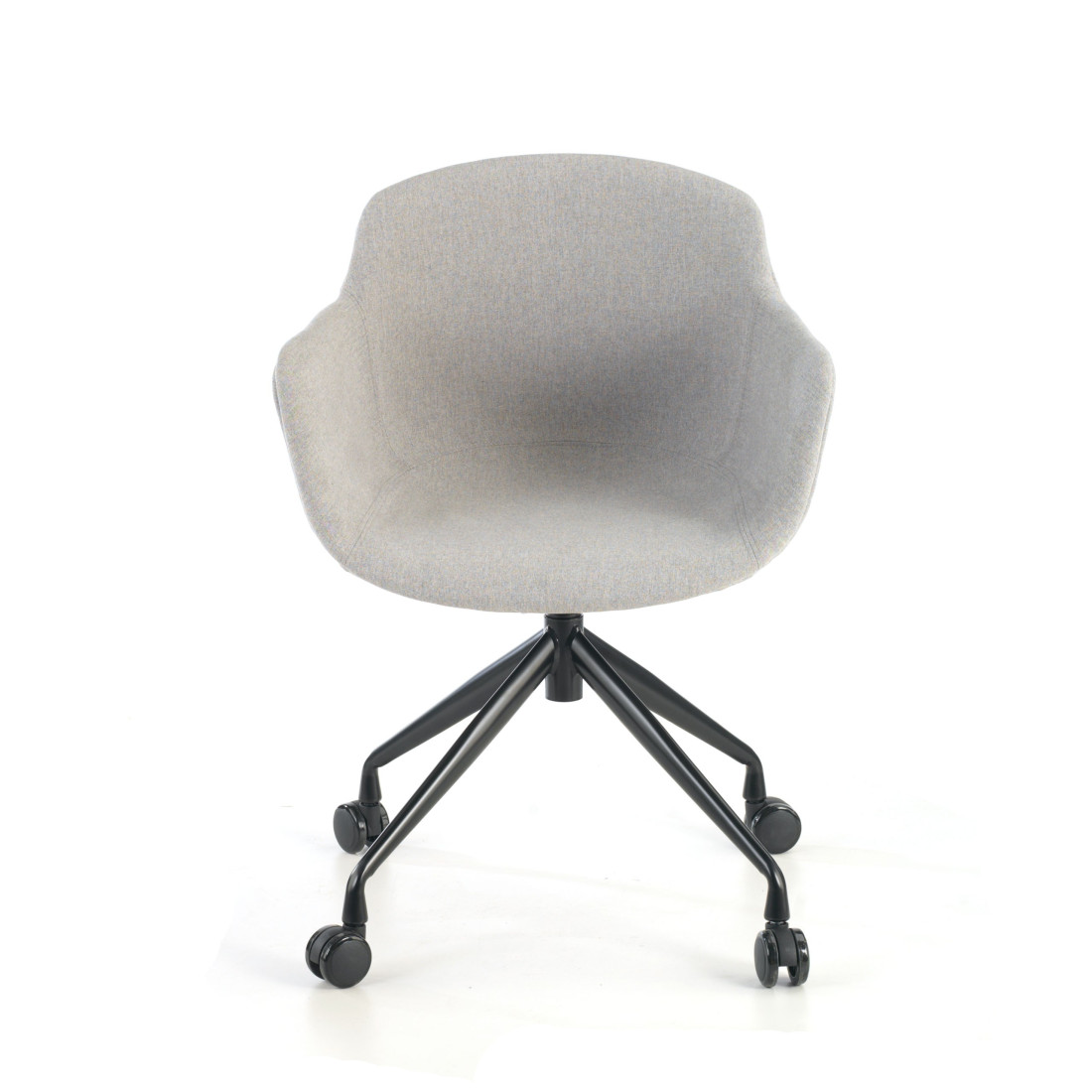 silla confidente gris ivonne giratoria con ruedas tela 3